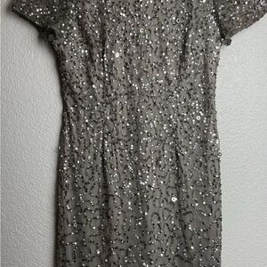 NWOT Adrianna Papell Elegant Sequin Gray Dress